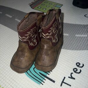 Twister Brown and Maroon Kids Boots